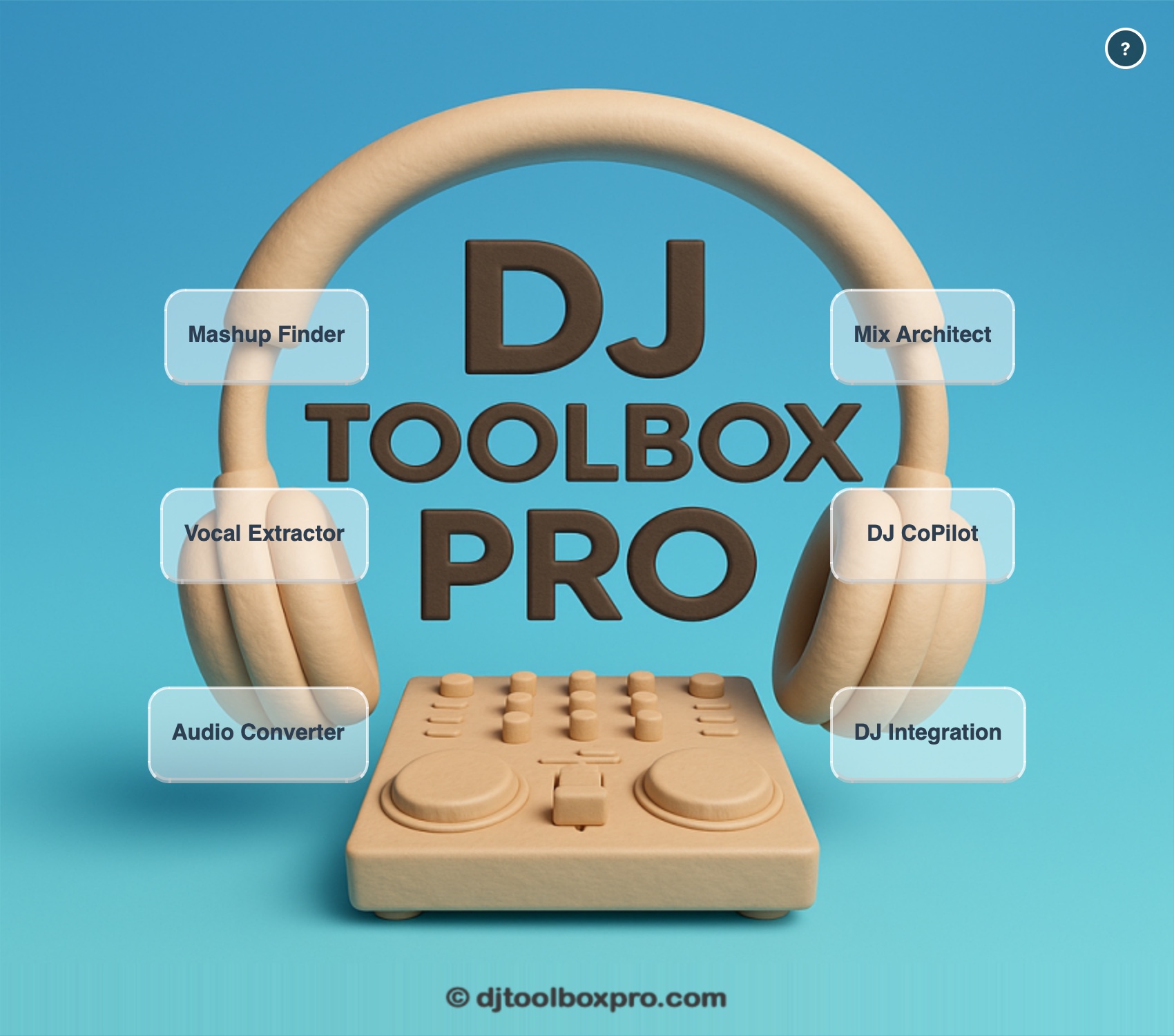 DJ Toolbox Pro โ the app's main screen with all six tools
